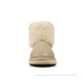 Colored Leather Winter Boots Fur Lined Cuff